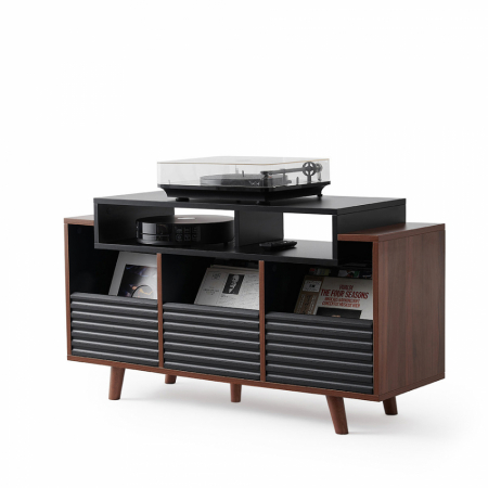 NorStone Oslo Vinyl 1200 mediebænk sort/valnød i gruppen Nyheder hos BRL (143OSLOVI1200BSW)