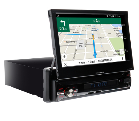 Macrom M-AN6560 bilstereo med motoriserad skärm, Android 10 & mer i gruppen Bilstereo / Autoradio / 1DIN hos BRL (175MAN6560)