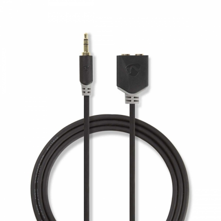 Nedis AUX kabel, 1x 3,5mm hane till 2x 3,5mm honor i gruppen Bilstereo / Smartphone i bilen / Tilbehør til mobiltelefonen hos BRL Electronics (176CABW22100AT02)