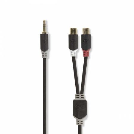 Nedis stereokabel, 1x 3,5mm hane till 2x RCA hona, 0,2m i gruppen Bilstereo / Smartphone i bilen / Tilbehør til mobiltelefonen hos BRL Electronics (176CABW22250AT02)