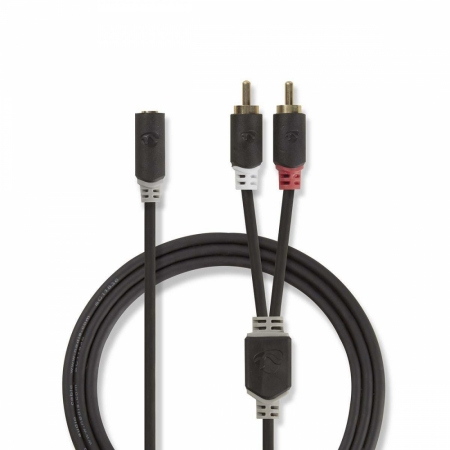 Nedis stereokabel med 2x RCA-hane till 1x 3,5mm hona, 0,2m i gruppen Bilstereo / Smartphone i bilen / Tilbehør til mobiltelefonen hos BRL Electronics (176CABW22255AT02)