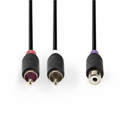 Nedis Y-splitt 2x RCA hanar till 1x RCA hone, 0,2m i gruppen Hjemmestereo / Kabler / Subwooferkabel hos BRL Electronics (176CABW24020AT02)