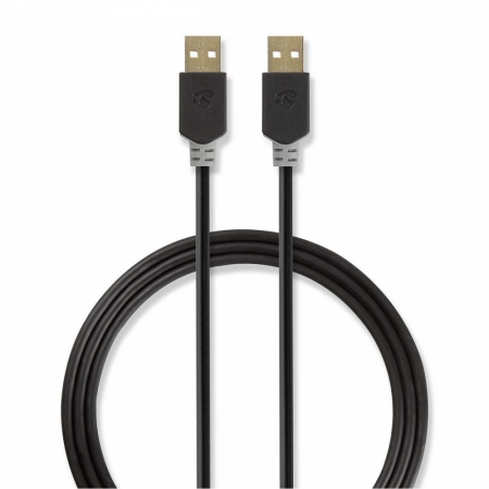Nedis USB-A hane till USB-A hane, 2m i gruppen Hjemmestereo / Kabler / Digitale kabler hos BRL (176CCBW60000AT20)