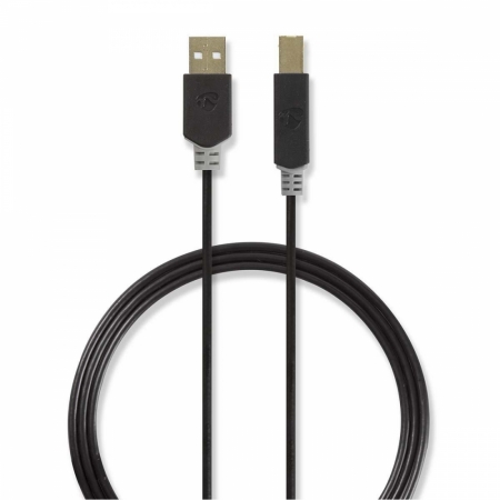Nedis USB 2.0 USB-A hane till USB-B hane i gruppen Hjemmestereo / Kabler / Digitale kabler hos BRL (176CCBW60100ATVAR)