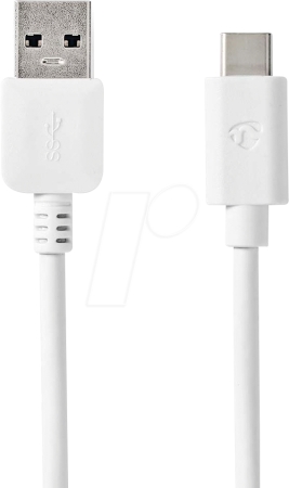 NEDIS CCGW61600WT10 USB-A til USB-C-kabel, hvid, 1 meter i gruppen Hjemmestereo / Kabler / Digitale kabler hos BRL (176CCGW61600WT10)