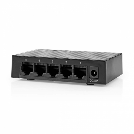 Nedis nätverksswitch 5-portar, 1 Gbit/s i gruppen Hjemmestereo / Tilbehør / Netværk hos BRL Electronics (176NSWH5P110BK)