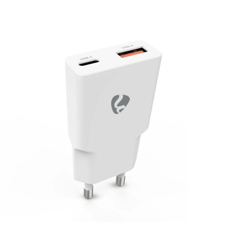 Nedis WCH-A20 GaN-vægoplader 20 Watt, hvid i gruppen Bilstereo / Smartphone i bilen / Tilbehør til mobiltelefonen hos BRL (176WCHA20WH)