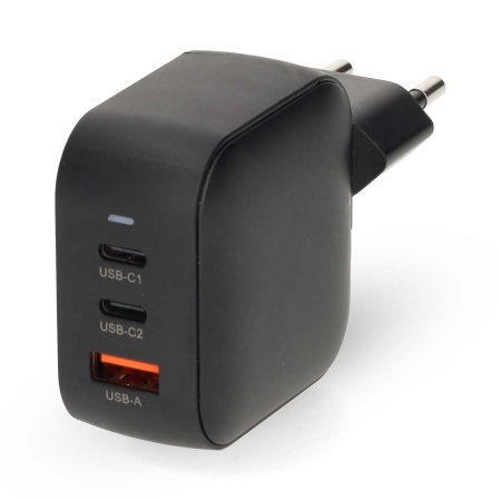 Nedis vægoplader 70 W 2x USB-C 1x USB-A, sort i gruppen Bilstereo / Smartphone i bilen / Tilbehør til mobiltelefonen hos BRL (176WGCHA70WBK)