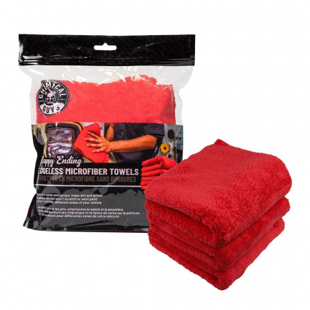 Chemical Guys Happy Ending Red Edgeless, 3-pack röd torkduk i gruppen Bilstereo / Bilpleje / Mikrofiberklude hos BRL Electronics (179MIC34103)