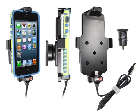 Brodit Aktiv holder med USB-kabel og cigaretadapter, Apple iPhone 5/5C/5S/SE i gruppen Bilstereo / Smartphone i bilen / Mobilholdere hos BRL (240521500)
