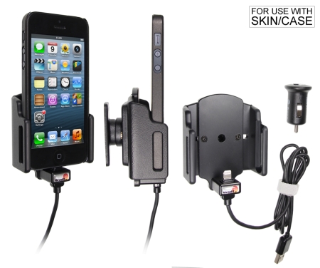 Brodit Aktiv holder med USB-kabel og cigaretadapter, Apple iPhone 5/5C/5S/SE i gruppen Bilstereo / Smartphone i bilen / Mobilholdere hos BRL (240521503)