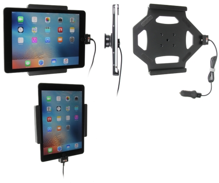 Brodit Aktiv holder med USB-kabel og cigaretadapter, Apple iPad Air 2 (A1566, A1567)/Pro 9.7 (A1673, A1674, A1675) i gruppen Bilstereo / Smartphone i bilen / Mobilholdere hos BRL (240521684)