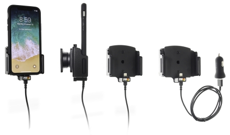Brodit Aktiv holder med USB-kabel og cigaretadapter, Apple iPhone 11/11 Pro/X/XR/Xs i gruppen Bilstereo / Smartphone i bilen / Mobilholdere hos BRL (240721013)
