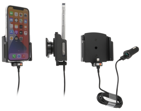 Brodit Aktiv holder med USB-kabel og cigarettadapter, Apple iPhone 12/12 Pro/13/13 Pro/14 Pro i gruppen Bilstereo / Smartphone i bilen / Mobilholdere hos BRL (240721239)