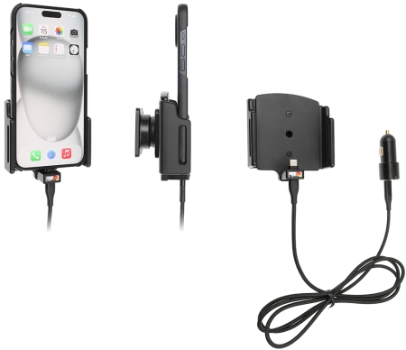 Brodit Aktiv holder med USB-kabel og cigaretadapter, Apple iPhone 15 Plus/15 Pro Max/16 Plus/16 Pro Max i gruppen Bilstereo / Smartphone i bilen / Mobilholdere hos BRL (240721371)