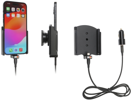 Brodit Aktiv holder med USB-kabel og cigaretadapter, Apple iPhone 15 Plus  i gruppen Bilstereo / Smartphone i bilen / Mobilholdere hos BRL (240721374)