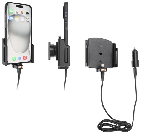 Brodit Aktiv holder med USB-kabel og cigaretadapter, Apple iPhone 15 Plus/15 Pro Max/16 Plus/16 Pro Max i gruppen Bilstereo / Smartphone i bilen / Mobilholdere hos BRL (240721377)