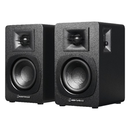 Audio Technica AT-SP3X aktive stereohøjttalere, sort par i gruppen Hjemmestereo / Højttalere / Aktive højttalere hos BRL (292ATSP3XB)