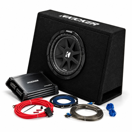 Kicker KickPack KKP210, baspakke med slank, portet 10-tommers basboks, forstærker og kabler i gruppen Pakkeløsninger / Pakker til bilen / Baspakke hos BRL (41044KKP210)