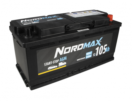 Nordmax AGM-batteri, 105Ah / 12V i gruppen Bilstereo / Tilbehør / Batterier hos BRL Electronics (414NM020AGM)