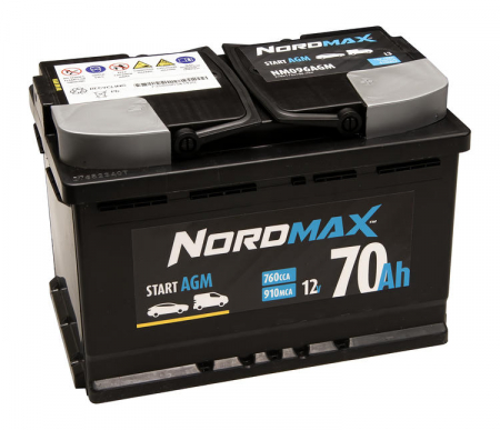 Nordmax AGM-batteri, 70Ah / 12V i gruppen Bilstereo / Tilbehør / Batterier hos BRL Electronics (414NM096AGM)