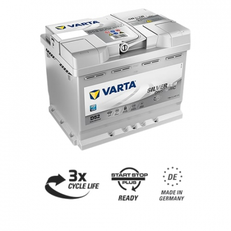 Varta Silver Dynamic AGM 680A 60Ah, startbatteri i gruppen Bilstereo / Tilbehør / Batterier hos BRL Electronics (418560901068V)