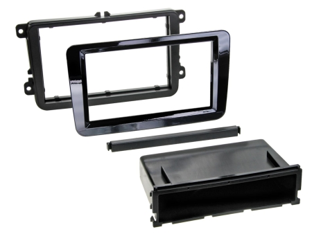 Monteringsramme 2-DIN Seat/Skoda/VW, piano sort i gruppen Bilstereo / Hvad passer i min bil / Volkswagen / Transporter / Transporter T6 2015-2020 / Skift stereo Transporter T6 2015-2020 hos BRL (700281320102)