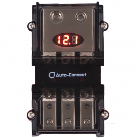 Auto-Connect mini-ANL säkringsblock med voltmätare, 3 st. säkringar i gruppen Bilstereo / Tilbehør / Sikringsholder hos BRL Electronics (720FB3MANLL2)