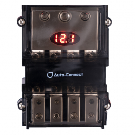 Auto-Connect mini-ANL säkringsblock med voltmätare, 4 st. säkringar i gruppen Bilstereo / Tilbehør / Sikringsholder hos BRL Electronics (720FB4MANLL2)