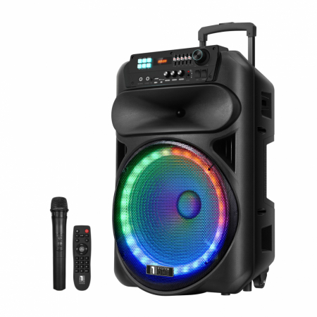 System One PartyBox 120 partyhögtalare med mikrofon och Bluetooth i gruppen Hjemmestereo / Højttalere / Partybokse hos BRL Electronics (815PB120B)