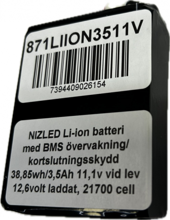 Li-ion batteri 12,6 (11,1) volt 3,5Ah med BMS till E30D/E60D i gruppen Bilstereo / LED-lys / Enduro / Batteri hos BRL Electronics (871LIION3511V)