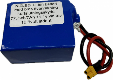 Li-ion batteri 12,6 (11,1) volt 7Ah med BMS, (batteri till E30D/E60D lampan) i gruppen Bilstereo / LED-lys / Enduro / Batteri hos BRL Electronics (871LIION711V)