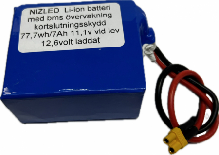 Li-ion batteri 12,6 (11,1) volt 7Ah med BMS, (batteri till E30D/E60D lampan) i gruppen Bilstereo / LED-lys / Enduro / Hvad passer til min motorcykel / Beta / 2020- / 2-takt hos BRL Electronics (871LIION711V)