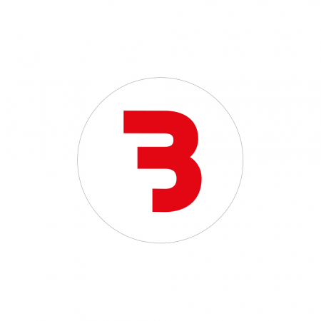 Bass Habit B-klistermärke 7x7cm, vit och röd i gruppen Bilstereo / Tilbehør / Merchandise hos BRL Electronics (899BROUNDFW)