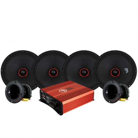 Bass Habit SPL Elite SE200M & SP35H SPL-pakke med forstærker, medium i gruppen Pakkeløsninger / Pakker til bilen / SPL Højttalerpakke hos BRL Electronics (SET890SE200P2)