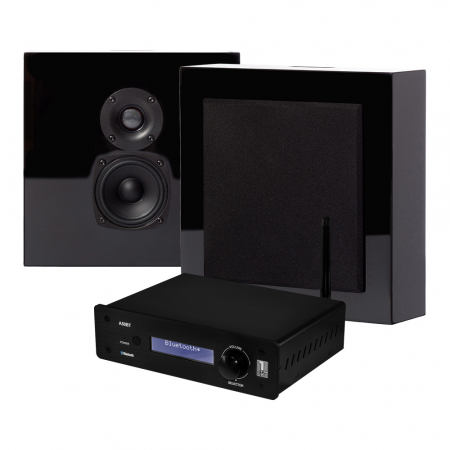 System One A50BT & 2-pack DLS Flatbox Mini stereopaket, svart i gruppen Hjemmestereo / Hifi /  hos BRL Electronics (SETA50BTPKT13)