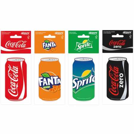 4-pack doftgranar med doft av Coca-Cola, Sprite, Fanta & Coca-Cola Zero i gruppen Bilstereo / Bilpleje / Interiør hos BRL Electronics (SETAIRX4)
