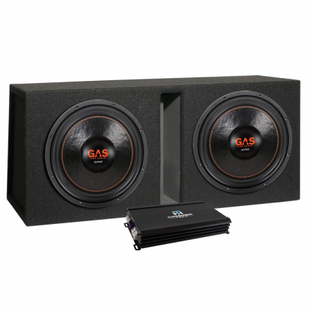 GAS ALPHA 12D2 2x12tum i GV-låda & Hammer Tech Omni Class OCA 1000.1D, baslåda med slutsteg i gruppen Pakkeløsninger / Pakker til bilen / Baspakke hos BRL (SETALPH12D2PKT7)