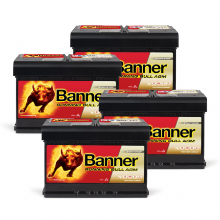 Batteripaket, 4 stycken Banner 70Ah AGM i gruppen Bilstereo / Tilbehør / Batterier hos BRL Electronics (SETBANNER70X4)