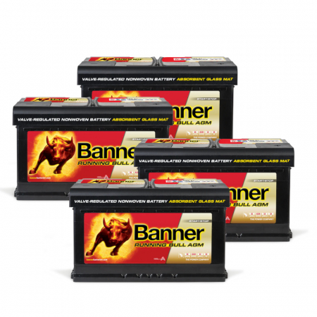 Batteripaket, 4 stycken Banner 80Ah AGM i gruppen Bilstereo / Tilbehør / Batterier hos BRL Electronics (SETBANNER80X4)