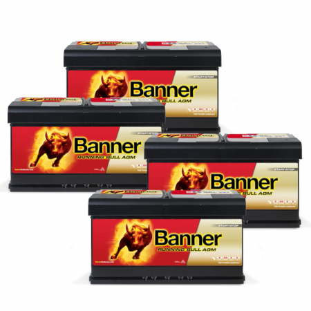 Batteripaket, 4 stycken Banner 92Ah AGM i gruppen Bilstereo / Tilbehør / Batterier hos BRL Electronics (SETBANNER92X4)