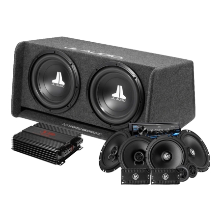 JL Audio CP212-W0v3 med RA1200W, KD-X382BT og DLS-højttalere, komplet pakke i gruppen Pakkeløsninger / Pakker til bilen / Komplett Pakke hos BRL (SETCP212W0V3PKT2)
