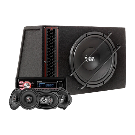 Bass Habit PL112A helhedspakke med DMR10BT og Rebel-højttalere i gruppen Pakkeløsninger / Pakker til bilen / Komplett Pakke hos BRL (SETDMR10BTPKT1)