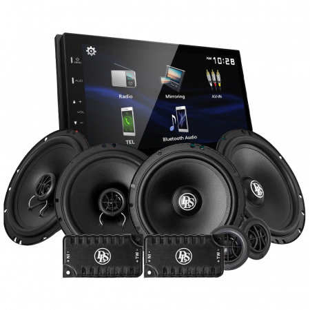 Kenwood DMX129BT & DLS PA front- og bagsystem, bilstereopakke i gruppen Pakkeløsninger / Pakker til bilen / Bilstereopakke hos BRL Electronics (SETDMX129BTPA620)