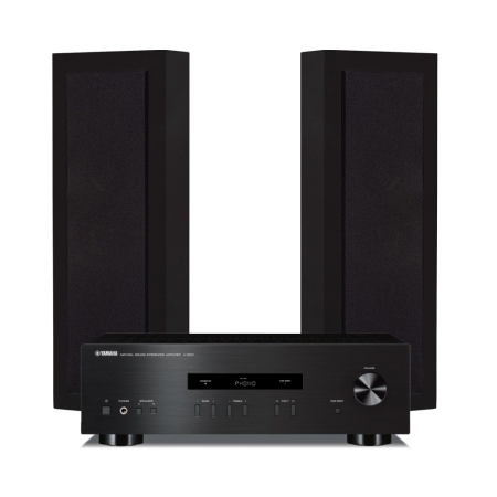 DLS Flatbox Slim Large i sort med Yamaha A-S201 MK II, 2.0 stereopakke i gruppen Pakkeløsninger / Pakker til hjemmet / Stereopakker hos BRL (SETFBSLIMLARGEPKT1)