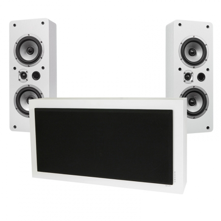 DLS Flatsub Stereo One & Dynavoice Magic LCR-5 EX Vit i gruppen Pakkeløsninger / Pakker til hjemmet / Stereopakker hos BRL (SETFLATSUBPKT1)