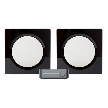 WiiM Amp & DLS Flatbox D-One 2.0 stereopaket, svart/vit i gruppen Pakkeløsninger / Pakker til hjemmet / Stereopakker hos BRL Electronics (SETHDONEPKT1)
