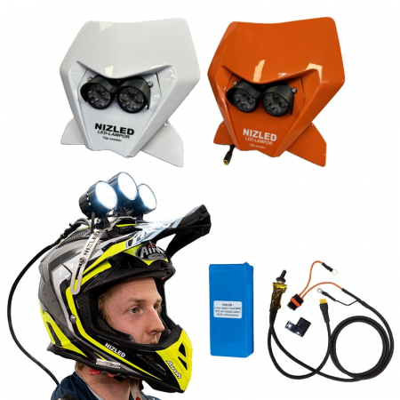 Nizled kåsakit 2024 med 5 lampor, hjälmkit, 15Ah-batteri + kåsaladdare och lampkåpa i gruppen Bilstereo / LED-lys / Enduro / Hvad passer til min motorcykel / KTM / 2024- / 4-takt hos BRL Electronics (SETKASAKITT152024)
