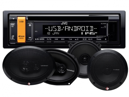 JVC KD-R491 & Rockford Fosgate PRIME-högtalare i gruppen Pakkeløsninger / Pakker til bilen / Bilstereopakke hos BRL Electronics (SETKDR491PRIME)