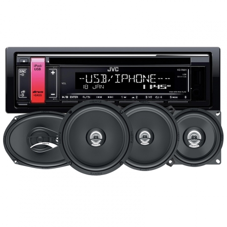 JVC KD-R691 & Hertz DCX-högtalare i gruppen Pakkeløsninger / Pakker til bilen / Bilstereopakke hos BRL (SETKDR691DCX)